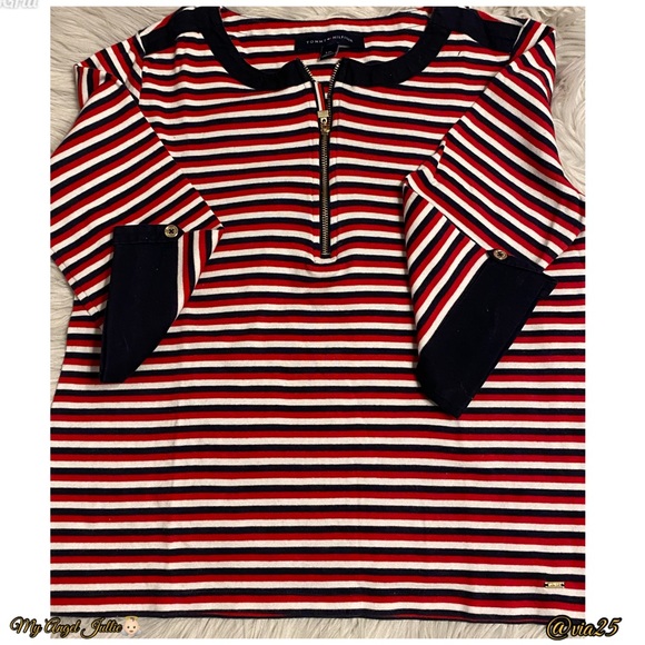 Tommy Hilfiger Women Shirt stripe 3/4 Sleeve Size L/G - Picture 3 of 5